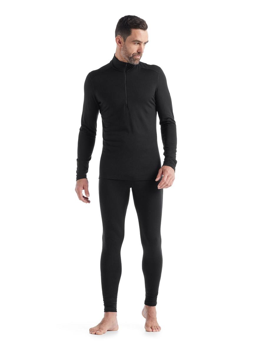 Base Layers Icebreaker Merino 200 Oasis Long Sleeve Half Zip Thermal Top Homme Noir | FR 1361UZGT